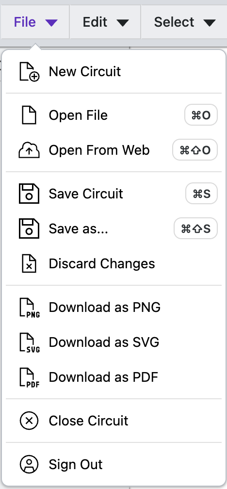 Circuit Menu